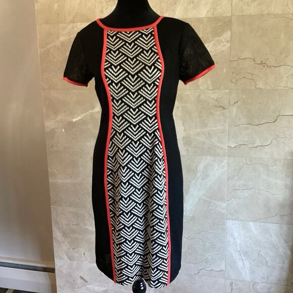 Yoana Baraschi Runway Dress 6 Black White Geometric Mesh Panel Colorblock Fall - Picture 2 of 11